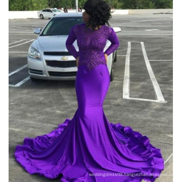 Bodycon Purple Formal long Sleeves Mermaid Party Evening Dresses for Elegant Women